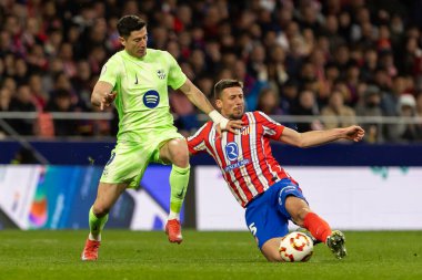 Madrid, İspanya - 2 Nisan 2025: Atletico Madrid ile FC Barcelona arasında oynanan Copa del Rey yarı final maçı. FC Barcelona oyuncuları. Copa del Rey yarı finalleri.