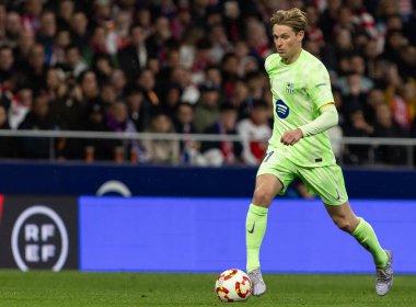 Madrid, İspanya - 2 Nisan 2025: Atletico Madrid ile FC Barcelona arasında oynanan Copa del Rey yarı final maçı. FC Barcelona oyuncuları. Copa del Rey yarı finalleri.