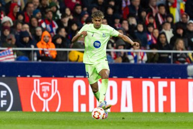 Madrid, İspanya - 2 Nisan 2025: Atletico Madrid ile FC Barcelona arasında oynanan Copa del Rey yarı final maçı. FC Barcelona oyuncuları. Copa del Rey yarı finalleri.