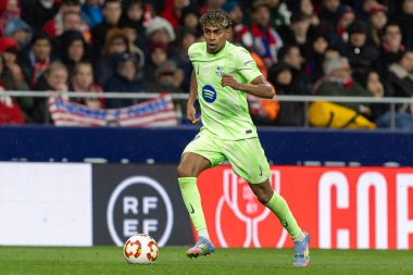 Madrid, İspanya - 2 Nisan 2025: Atletico Madrid ile FC Barcelona arasında oynanan Copa del Rey yarı final maçı. FC Barcelona oyuncuları. Copa del Rey yarı finalleri.