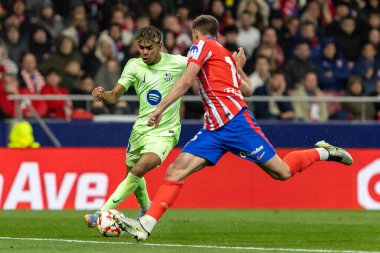 Madrid, İspanya - 2 Nisan 2025: Atletico Madrid ile FC Barcelona arasında oynanan Copa del Rey yarı final maçı. FC Barcelona oyuncuları. Copa del Rey yarı finalleri.