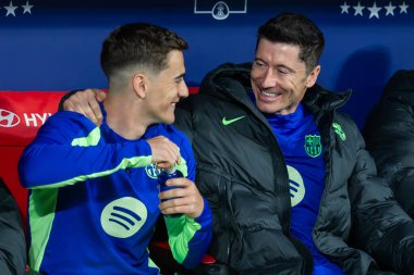 Madrid, İspanya - 2 Nisan 2025: Atletico Madrid ile FC Barcelona arasında oynanan Copa del Rey yarı final maçı. FC Barcelona oyuncuları. Copa del Rey yarı finalleri.