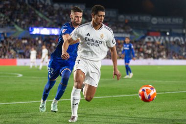 Madrid, İspanya - 23 Nisan 2025: Getafe FC ile Real Madrid arasında oynanan lig maçı. Gerçek Madrid oyuncuları. Şampiyonlar Ligi kazananları. Gerçek Madrid takımı..