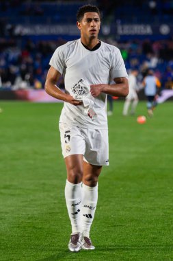 Madrid, İspanya - 23 Nisan 2025: Getafe FC ile Real Madrid arasında oynanan lig maçı. Gerçek Madrid oyuncuları. Şampiyonlar Ligi kazananları. Gerçek Madrid takımı..