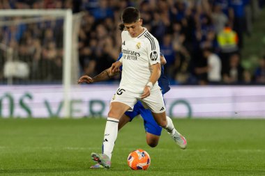 Madrid, İspanya - 23 Nisan 2025: Getafe FC ile Real Madrid arasında oynanan lig maçı. Gerçek Madrid oyuncuları. Şampiyonlar Ligi kazananları. Gerçek Madrid takımı..