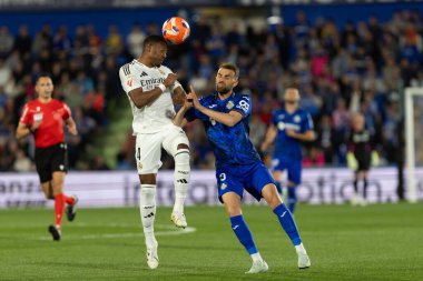 Madrid, İspanya - 23 Nisan 2025: Getafe FC ile Real Madrid arasında oynanan lig maçı. Gerçek Madrid oyuncuları. Şampiyonlar Ligi kazananları. Gerçek Madrid takımı..