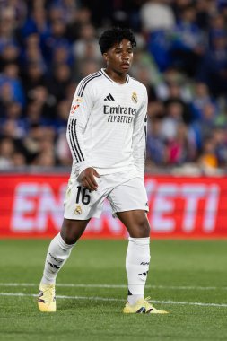Madrid, İspanya - 23 Nisan 2025: Getafe FC ile Real Madrid arasında oynanan lig maçı. Gerçek Madrid oyuncuları. Şampiyonlar Ligi kazananları. Gerçek Madrid takımı..