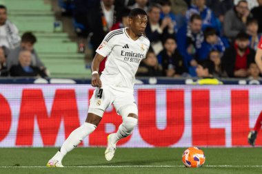 Madrid, İspanya - 23 Nisan 2025: Getafe FC ile Real Madrid arasında oynanan lig maçı. Gerçek Madrid oyuncuları. Şampiyonlar Ligi kazananları. Gerçek Madrid takımı..