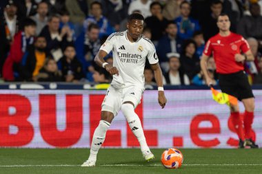 Madrid, İspanya - 23 Nisan 2025: Getafe FC ile Real Madrid arasında oynanan lig maçı. Gerçek Madrid oyuncuları. Şampiyonlar Ligi kazananları. Gerçek Madrid takımı..