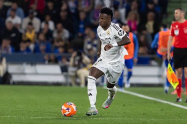 Madrid, İspanya - 23 Nisan 2025: Getafe FC ile Real Madrid arasında oynanan lig maçı. Gerçek Madrid oyuncuları. Şampiyonlar Ligi kazananları. Gerçek Madrid takımı..
