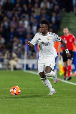 Madrid, İspanya - 23 Nisan 2025: Getafe FC ile Real Madrid arasında oynanan lig maçı. Gerçek Madrid oyuncuları. Şampiyonlar Ligi kazananları. Gerçek Madrid takımı..
