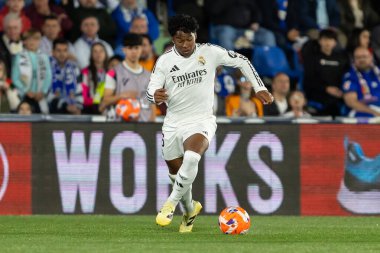 Madrid, İspanya - 23 Nisan 2025: Getafe FC ile Real Madrid arasında oynanan lig maçı. Gerçek Madrid oyuncuları. Şampiyonlar Ligi kazananları. Gerçek Madrid takımı..