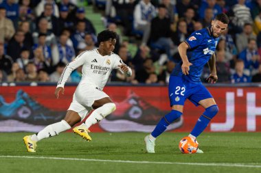 Madrid, İspanya - 23 Nisan 2025: Getafe FC ile Real Madrid arasında oynanan lig maçı. Gerçek Madrid oyuncuları. Şampiyonlar Ligi kazananları. Gerçek Madrid takımı..