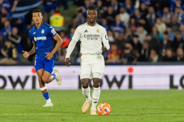 Madrid, İspanya - 23 Nisan 2025: Getafe FC ile Real Madrid arasında oynanan lig maçı. Gerçek Madrid oyuncuları. Şampiyonlar Ligi kazananları. Gerçek Madrid takımı..