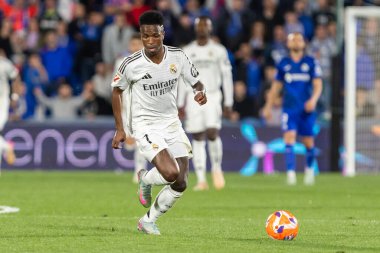 Madrid, İspanya - 23 Nisan 2025: Getafe FC ile Real Madrid arasında oynanan lig maçı. Gerçek Madrid oyuncuları. Şampiyonlar Ligi kazananları. Gerçek Madrid takımı..