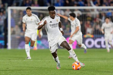 Madrid, İspanya - 23 Nisan 2025: Getafe FC ile Real Madrid arasında oynanan lig maçı. Gerçek Madrid oyuncuları. Şampiyonlar Ligi kazananları. Gerçek Madrid takımı..