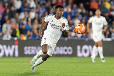 Madrid, İspanya - 23 Nisan 2025: Getafe FC ile Real Madrid arasında oynanan lig maçı. Gerçek Madrid oyuncuları. Şampiyonlar Ligi kazananları. Gerçek Madrid takımı..
