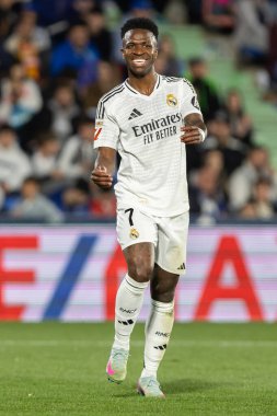 Madrid, İspanya - 23 Nisan 2025: Getafe FC ile Real Madrid arasında oynanan lig maçı. Gerçek Madrid oyuncuları. Şampiyonlar Ligi kazananları. Gerçek Madrid takımı..