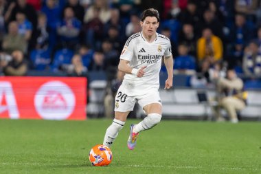 Madrid, İspanya - 23 Nisan 2025: Getafe FC ile Real Madrid arasında oynanan lig maçı. Gerçek Madrid oyuncuları. Şampiyonlar Ligi kazananları. Gerçek Madrid takımı..