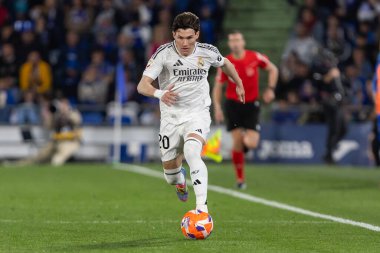 Madrid, İspanya - 23 Nisan 2025: Getafe FC ile Real Madrid arasında oynanan lig maçı. Gerçek Madrid oyuncuları. Şampiyonlar Ligi kazananları. Gerçek Madrid takımı..