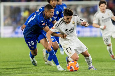 Madrid, İspanya - 23 Nisan 2025: Getafe FC ile Real Madrid arasında oynanan lig maçı. Gerçek Madrid oyuncuları. Şampiyonlar Ligi kazananları. Gerçek Madrid takımı..
