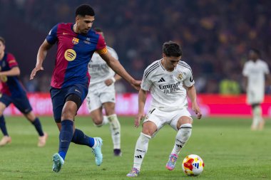 Seville, İspanya - 26 Nisan 2025: Copa del Rey finali Sevilla 'da FC Barcelona ile Real Madrid arasında. Barselona kazandı. İspanyol klasiği. Barselona oyuncuları.
