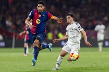 Seville, İspanya - 26 Nisan 2025: Copa del Rey finali Sevilla 'da FC Barcelona ile Real Madrid arasında. Barselona kazandı. İspanyol klasiği. Barselona oyuncuları.