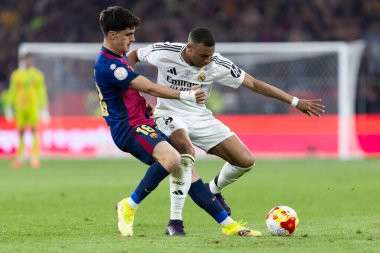 Seville, İspanya - 26 Nisan 2025: Copa del Rey finali Sevilla 'da FC Barcelona ile Real Madrid arasında. Barselona kazandı. İspanyol klasiği. Barselona oyuncuları.