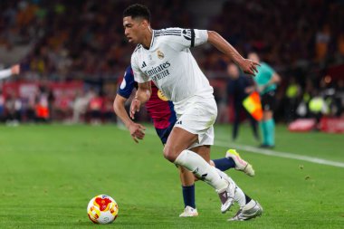 Seville, İspanya - 26 Nisan 2025: Copa del Rey finali Sevilla 'da FC Barcelona ile Real Madrid arasında. Barselona kazandı. İspanyol klasiği. Gerçek Madrid oyuncuları.