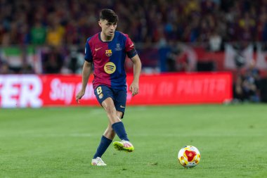 Seville, İspanya - 26 Nisan 2025: Copa del Rey finali Sevilla 'da FC Barcelona ile Real Madrid arasında. Barselona kazandı. İspanyol klasiği. Barselona oyuncuları.