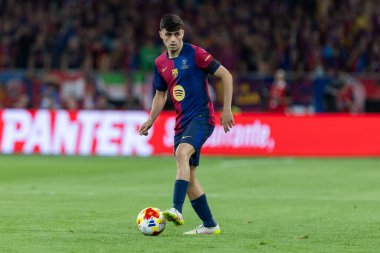 Seville, İspanya - 26 Nisan 2025: Copa del Rey finali Sevilla 'da FC Barcelona ile Real Madrid arasında. Barselona kazandı. İspanyol klasiği. Barselona oyuncuları.