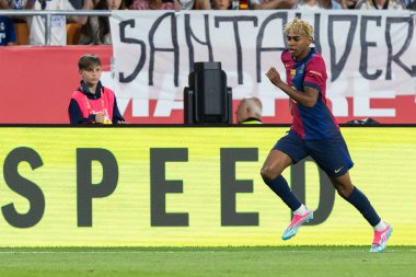 Seville, İspanya - 26 Nisan 2025: Copa del Rey finali Sevilla 'da FC Barcelona ile Real Madrid arasında. Barselona kazandı. İspanyol klasiği. Barselona oyuncuları.