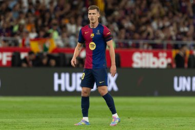 Seville, İspanya - 26 Nisan 2025: Copa del Rey finali Sevilla 'da FC Barcelona ile Real Madrid arasında. Barselona kazandı. İspanyol klasiği. Barselona oyuncuları.