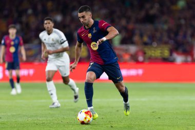 Seville, İspanya - 26 Nisan 2025: Copa del Rey finali Sevilla 'da FC Barcelona ile Real Madrid arasında. Barselona kazandı. İspanyol klasiği. Barselona oyuncuları.