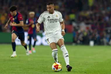 Seville, İspanya - 26 Nisan 2025: Copa del Rey finali Sevilla 'da FC Barcelona ile Real Madrid arasında. Barselona kazandı. İspanyol klasiği. Gerçek Madrid oyuncuları.