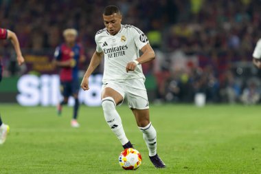 Seville, İspanya - 26 Nisan 2025: Copa del Rey finali Sevilla 'da FC Barcelona ile Real Madrid arasında. Barselona kazandı. İspanyol klasiği. Gerçek Madrid oyuncuları.