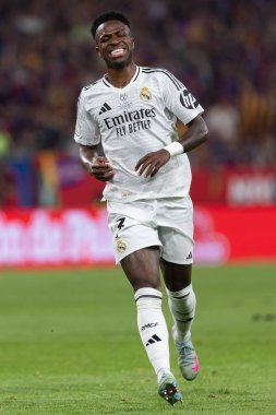 Seville, İspanya - 26 Nisan 2025: Copa del Rey finali Sevilla 'da FC Barcelona ile Real Madrid arasında. Barselona kazandı. İspanyol klasiği. Gerçek Madrid oyuncuları.