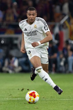 Seville, İspanya - 26 Nisan 2025: Copa del Rey finali Sevilla 'da FC Barcelona ile Real Madrid arasında. Barselona kazandı. İspanyol klasiği. Gerçek Madrid oyuncuları.