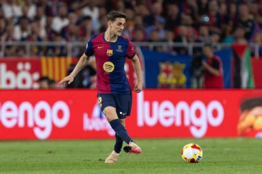 Seville, İspanya - 26 Nisan 2025: Copa del Rey finali Sevilla 'da FC Barcelona ile Real Madrid arasında. Barselona kazandı. İspanyol klasiği. Barselona oyuncuları.