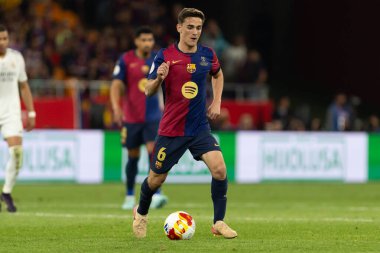 Seville, İspanya - 26 Nisan 2025: Copa del Rey finali Sevilla 'da FC Barcelona ile Real Madrid arasında. Barselona kazandı. İspanyol klasiği. Barselona oyuncuları.