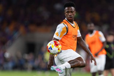 Seville, İspanya - 26 Nisan 2025: Copa del Rey finali Sevilla 'da FC Barcelona ile Real Madrid arasında. Barselona kazandı. İspanyol klasiği. Gerçek Madrid oyuncuları.