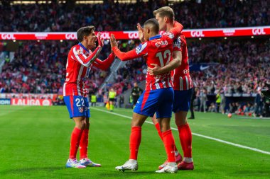 Madrid, İspanya - 10 Mayıs 2025: Atletico Madrid ile Real Sociedad arasındaki La Liga maçı başkentte oynandı. Atletico Madrid oyuncuları.