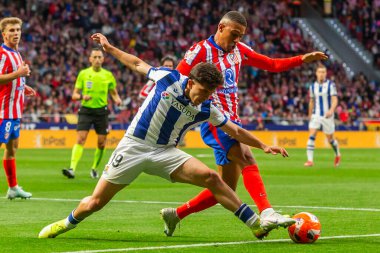 Madrid, İspanya - 10 Mayıs 2025: Atletico Madrid ile Real Sociedad arasındaki La Liga maçı başkentte oynandı. Atletico Madrid oyuncuları.