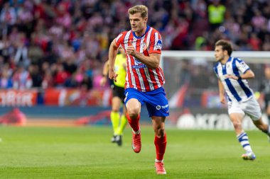 Madrid, İspanya - 10 Mayıs 2025: Atletico Madrid ile Real Sociedad arasındaki La Liga maçı başkentte oynandı. Atletico Madrid oyuncuları.