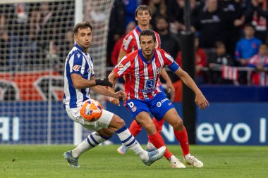 Madrid, İspanya - 10 Mayıs 2025: Atletico Madrid ile Real Sociedad arasındaki La Liga maçı başkentte oynandı. Atletico Madrid oyuncuları.