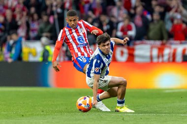 Madrid, İspanya - 10 Mayıs 2025: Atletico Madrid ile Real Sociedad arasındaki La Liga maçı başkentte oynandı. Atletico Madrid oyuncuları.