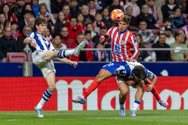 Madrid, İspanya - 10 Mayıs 2025: Atletico Madrid ile Real Sociedad arasındaki La Liga maçı başkentte oynandı. Atletico Madrid oyuncuları.