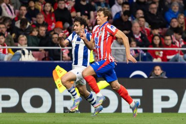 Madrid, İspanya - 10 Mayıs 2025: Atletico Madrid ile Real Sociedad arasındaki La Liga maçı başkentte oynandı. Atletico Madrid oyuncuları.