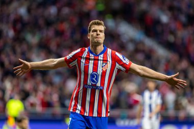 Madrid, İspanya - 10 Mayıs 2025: Atletico Madrid ile Real Sociedad arasında oynanan bir lig maçı. Alexander Sorloth maç sırasında hat-trick yaptı. Lig rekoru kırdı..