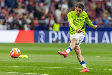 Madrid, İspanya - 10 Mayıs 2025: Atletico Madrid ile Real Sociedad arasındaki La Liga maçı başkentte oynandı. Gerçek Sociedad oyuncuları.